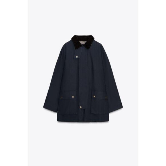 ZARA HOODED CONTRAST LAPEL TRENCH COAT ZW COLLECTION - Picture 7 of 8